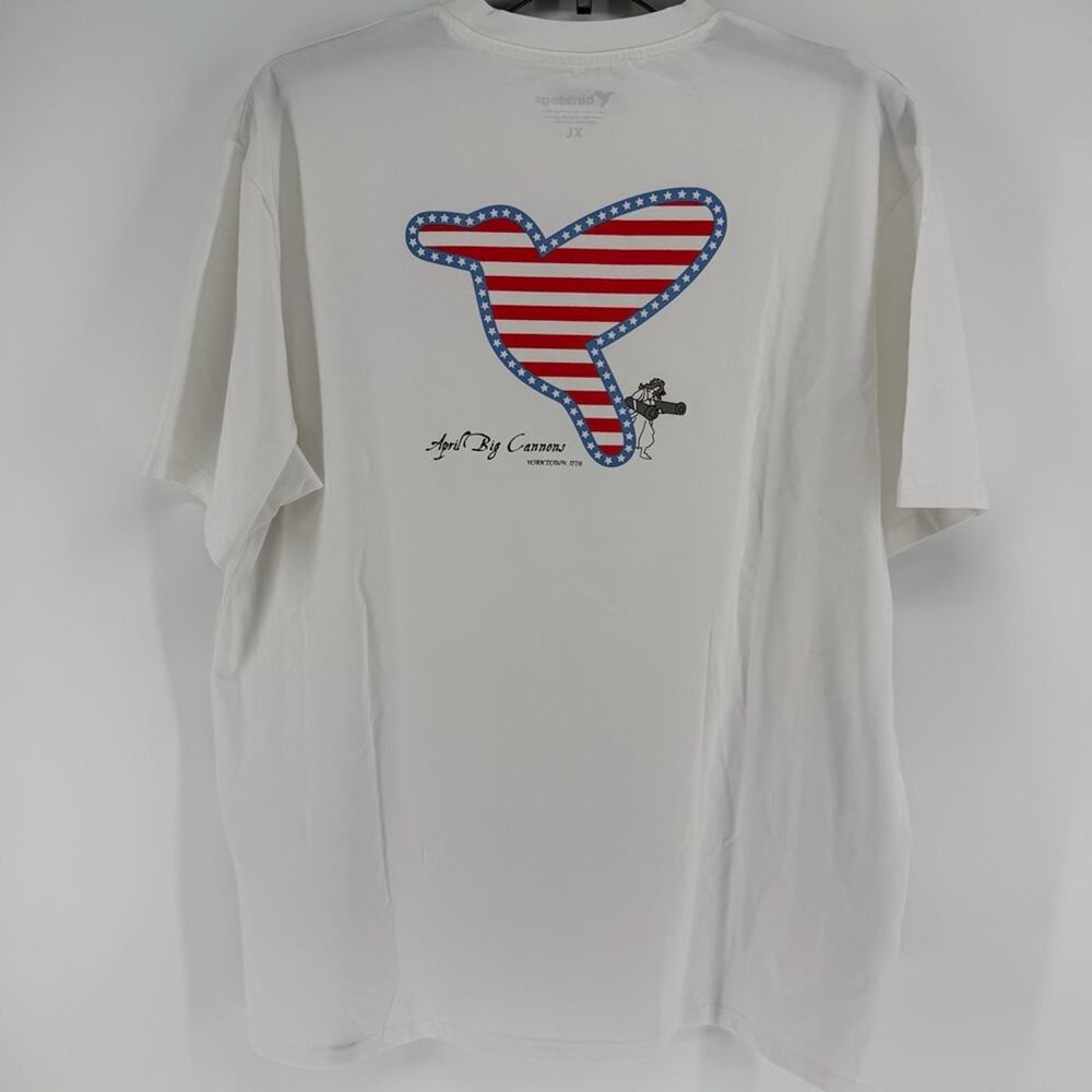 NEW Birddogs White Short Sleeve Big Cannons American Flag USA Shirt Size XL - Picture 4 of 6